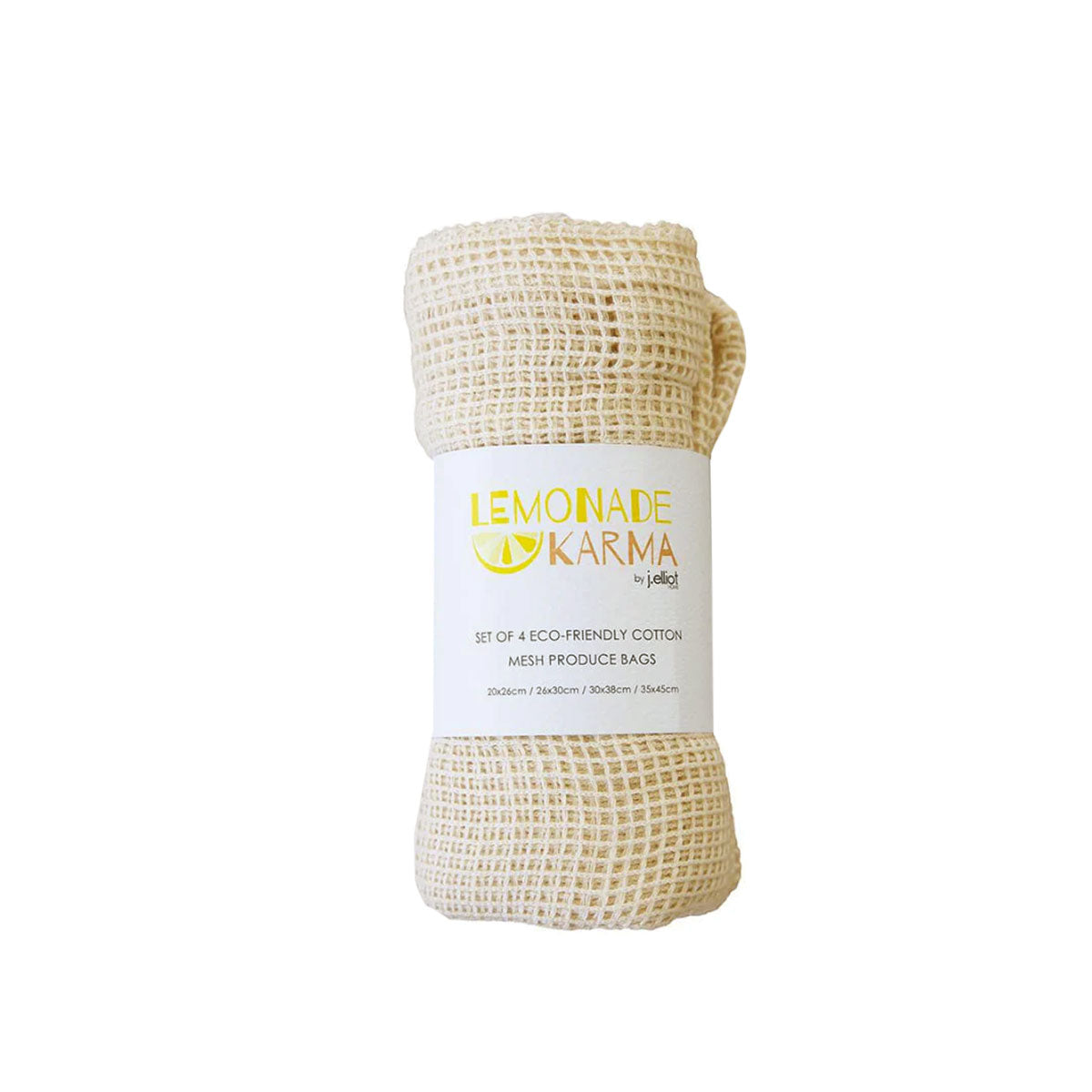 J Elliot Home Lemonade Karma Set of 4 Cotton Eco-Friendly Mesh Storage Bags - SuperSaverAU - view 2