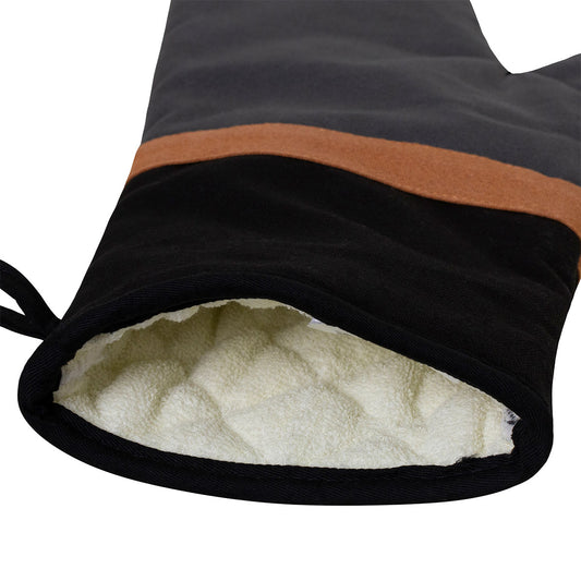 J Elliot Home Cotton Oven Mitt 34 x 15 cm - Charcoal & Black, AZO Free