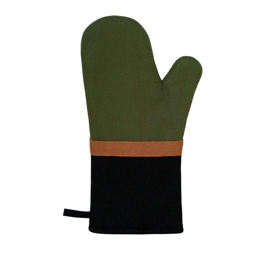 J Elliot Home Cotton Oven Mitt 34 x 15 cm - Quilted, AZO Free, Olive & Black - SuperSaverAU - view 1