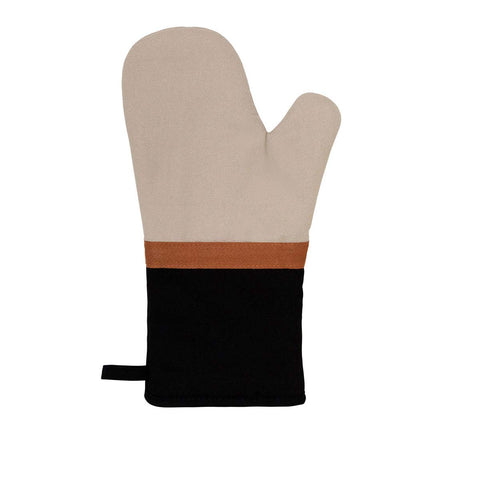 J Elliot Home Selby Cotton Oven Mitt 34 x 15 cm - Quilted, AZO Free, Sandstone & Black - SuperSaverAU - view 1
