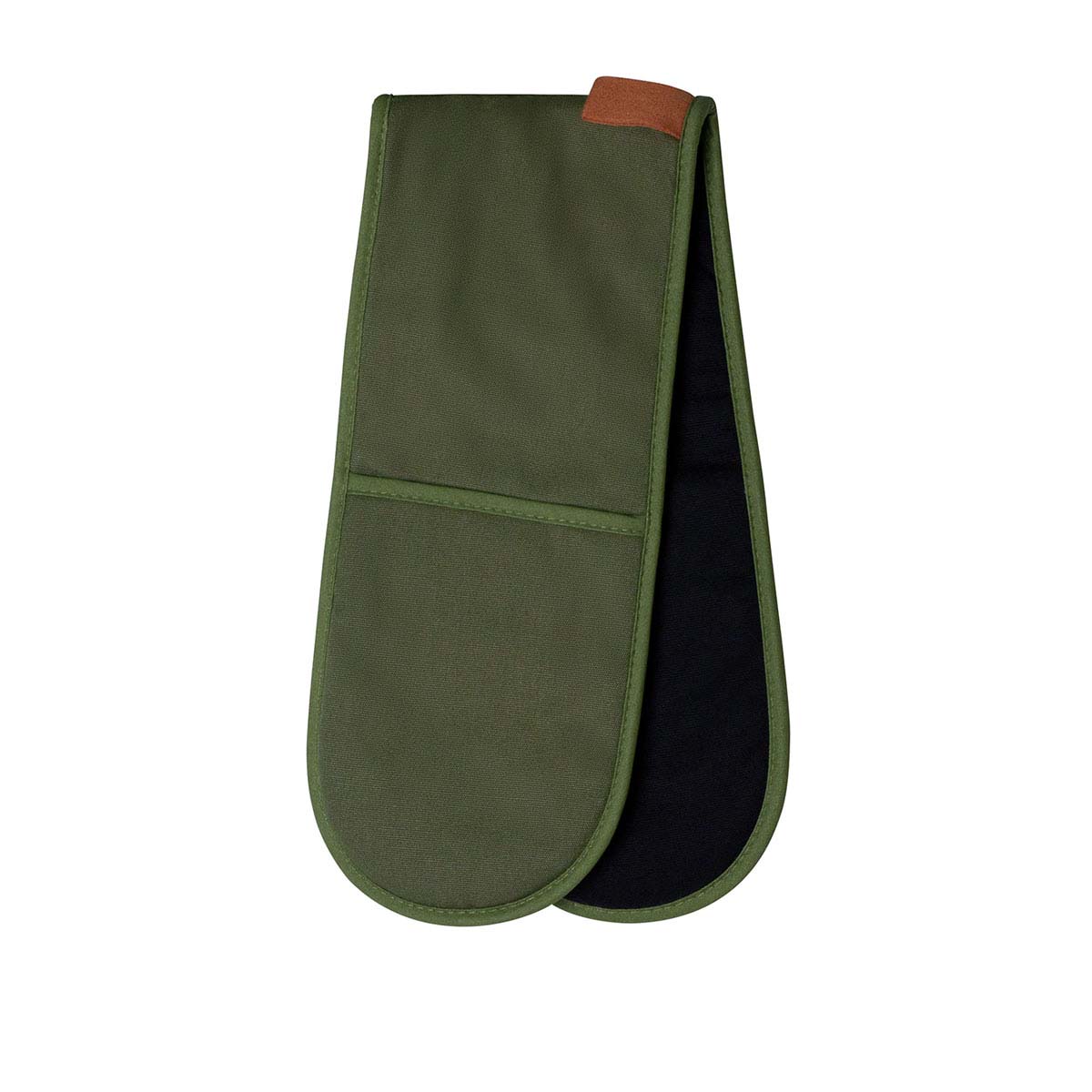 J Elliot Home Selby Cotton Double Oven Mitt Glove 17 x 82 cm Olive & Black - SuperSaverAU - view 1