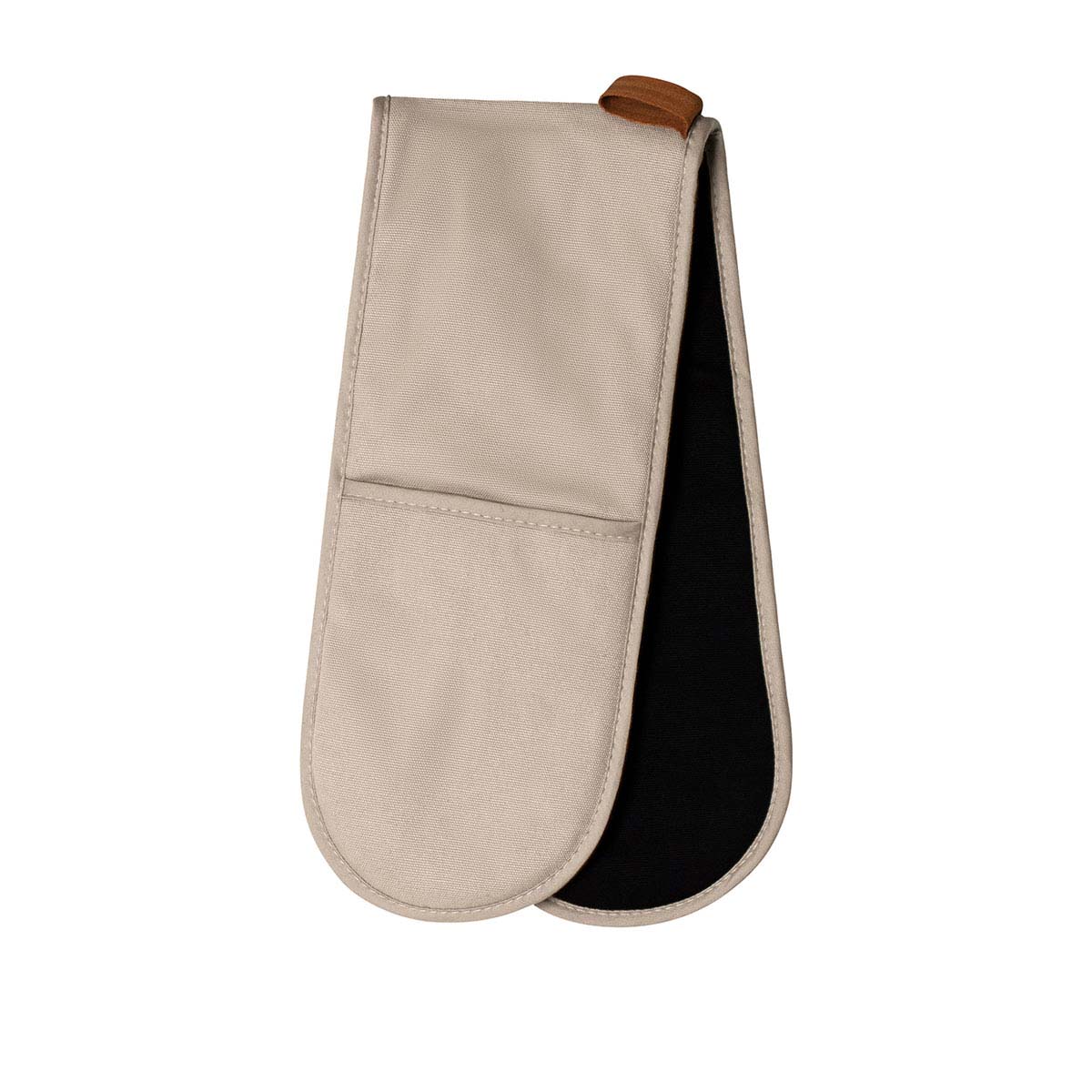 J Elliot Home Selby Cotton Double Oven Mitt Glove 17 x 82 cm Sandstone & Black - SuperSaverAU - view 1
