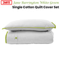 260TC 100% Cotton Quilt Cover Set Single White Green - Soft Touch, Lightweight - SuperSaverAU - view 2