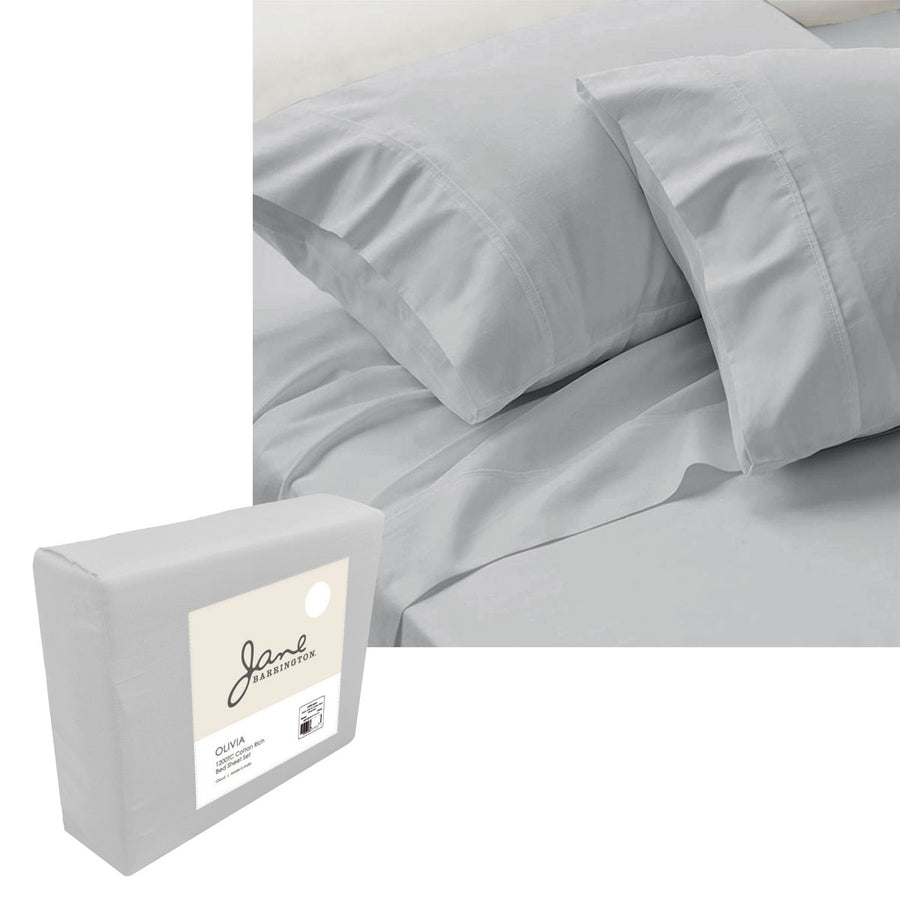 Jane Barrington 1200TC Cotton Rich Sheet Set 40cm Wall Cloud Silver King - SuperSaverAU - view 1