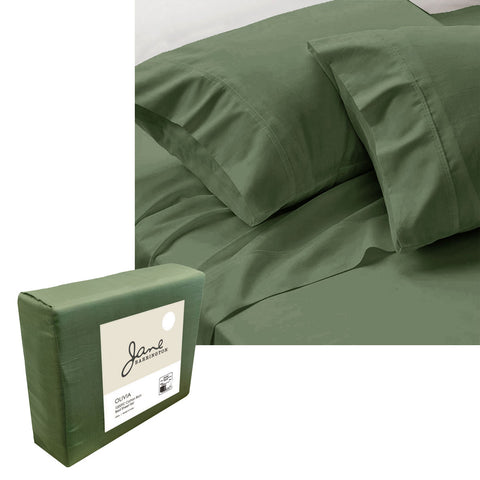 Jane Barrington 1200TC Cotton Rich Sheet Set Olive Queen 40cm Wall - SuperSaverAU - view 1