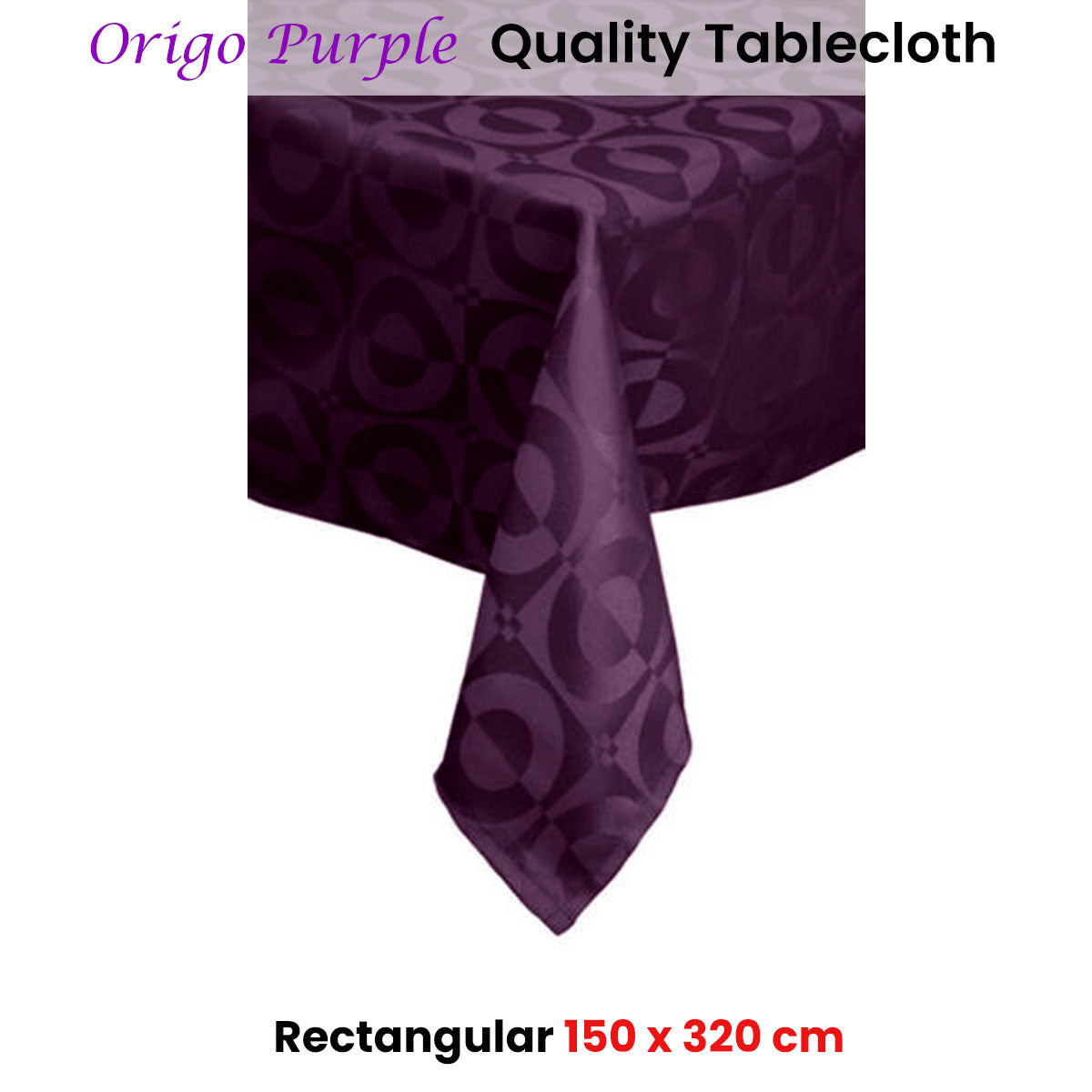 Quality Origo Purple Tablecloth 150 x 320 cm - Geometric Jacquard Design - SuperSaverAU - view 2