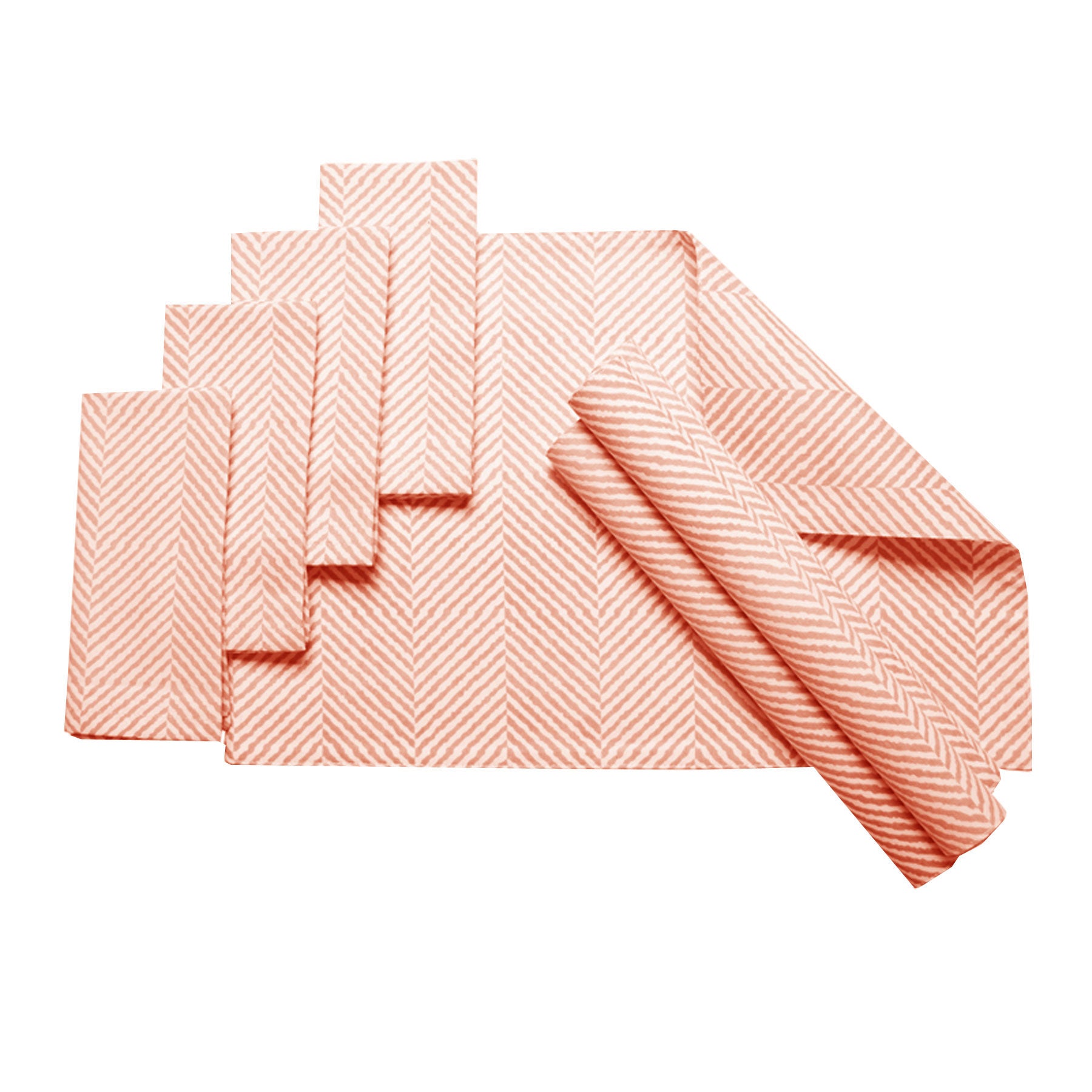 J.elliot Home Set of 8 Cotton Napery Herringbone Coral 48x33 cm Placemats & 40x40 cm Napkins - SuperSaverAU - view 1