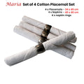 Maria Cotton Placemats Set of 4 with Napkins & Napkin Rings, White, Metallic Print - SuperSaverAU - view 2
