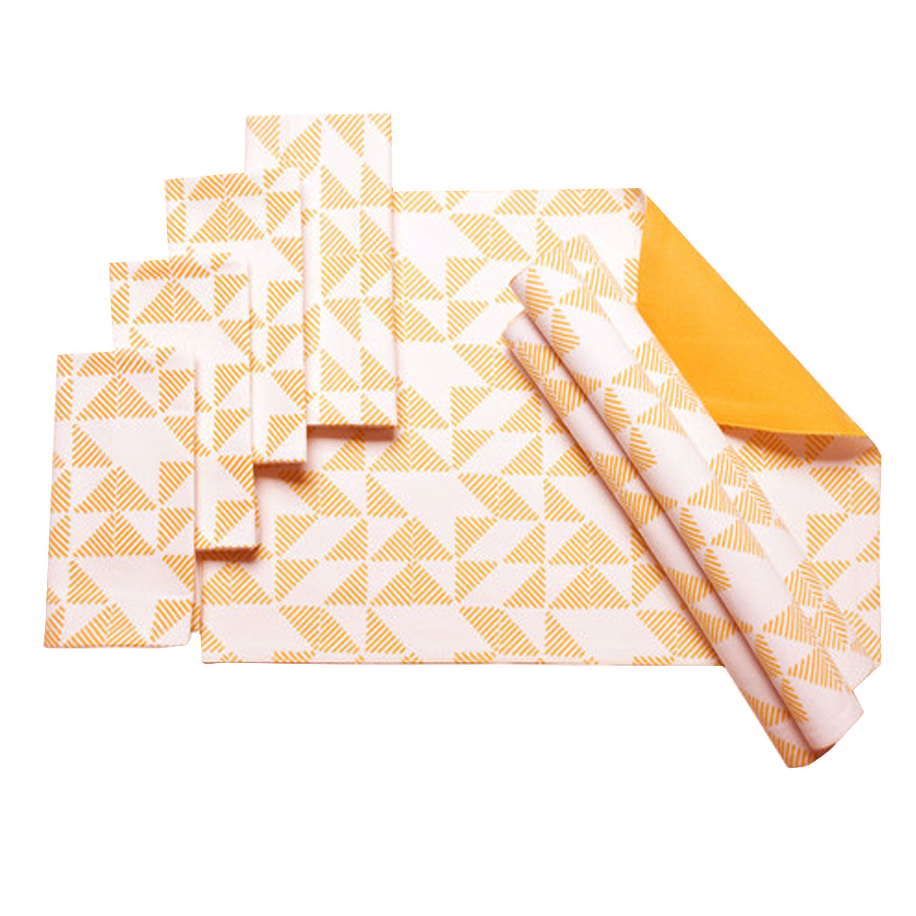 J.elliot Home Set of 8 Cotton Napery Pippa Mango - Geometric Print, 4 Placemats & 4 Napkins - SuperSaverAU - view 1