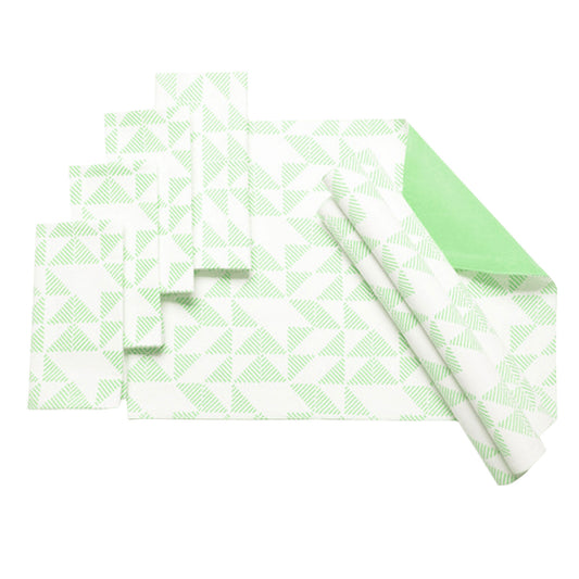 J.elliot Home Set of 8 Cotton Napery Pippa Mint - Geometric Print, 4 Placemats & 4 Napkins