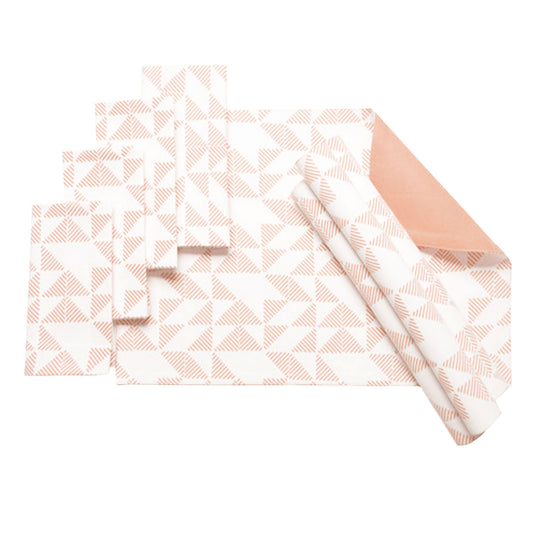 J.elliot Home Set of 8 Cotton Napery Set Pippa Powder Puff Pink, 48x33cm Placemats, 40x40cm Napkins
