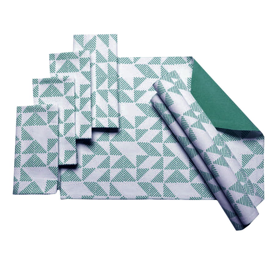 J.elliot Home Set of 8 Cotton Napery Pippa Teal - Geometric Print, 4 Placemats & 4 Napkins - SuperSaverAU - view 1