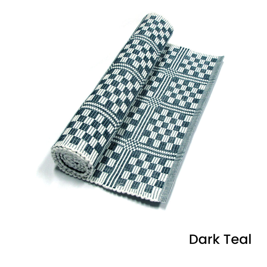 Checkered Cotton Ribbed Table Runner 33 x 150 cm Dark Teal - Machine Washable - SuperSaverAU - view 1