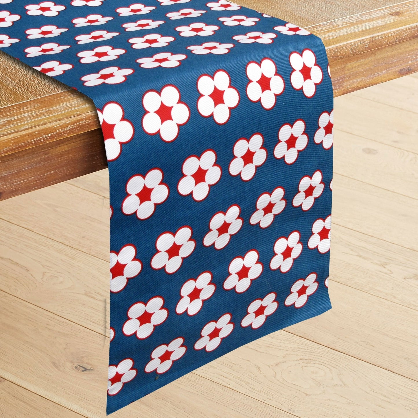 IDC Homewares 100% Cotton Printed Table Runner 33 x 180 cm - Cotton Bud Navy