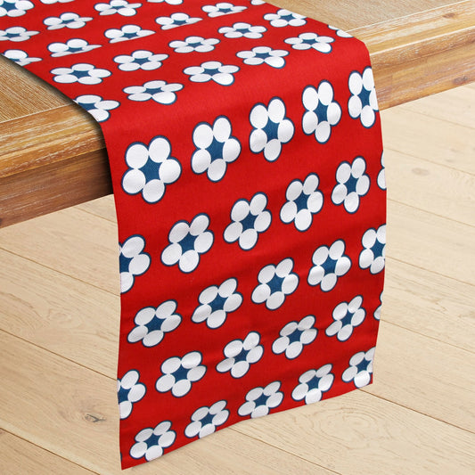 IDC Homewares 100% Cotton Printed Table Runner 33 x 180 cm - Cotton Bud Red