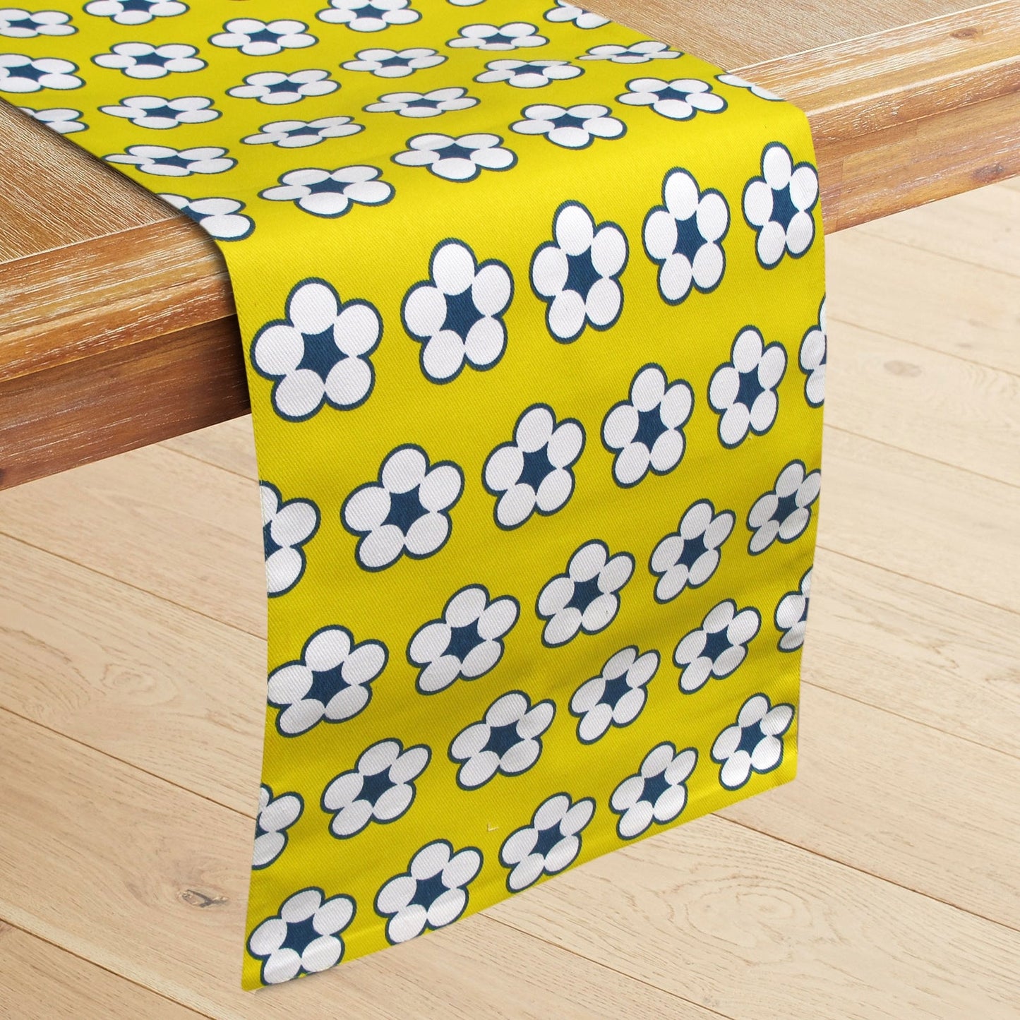 IDC Homewares 100% Cotton Printed Table Runner 33 x 180 cm - Cotton Bud Yellow
