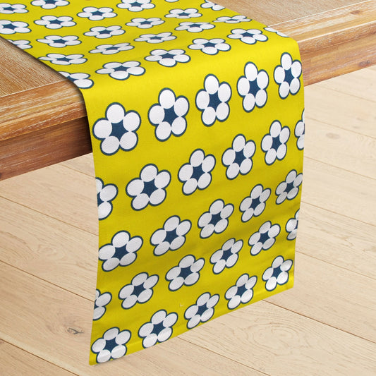 IDC Homewares 100% Cotton Printed Table Runner 33 x 180 cm - Cotton Bud Yellow