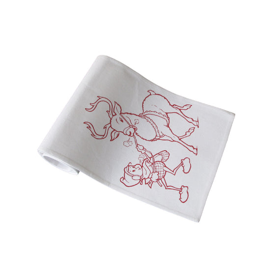 Christmas Print White Table Runner 33 x 180cm - Polyester, Machine Washable