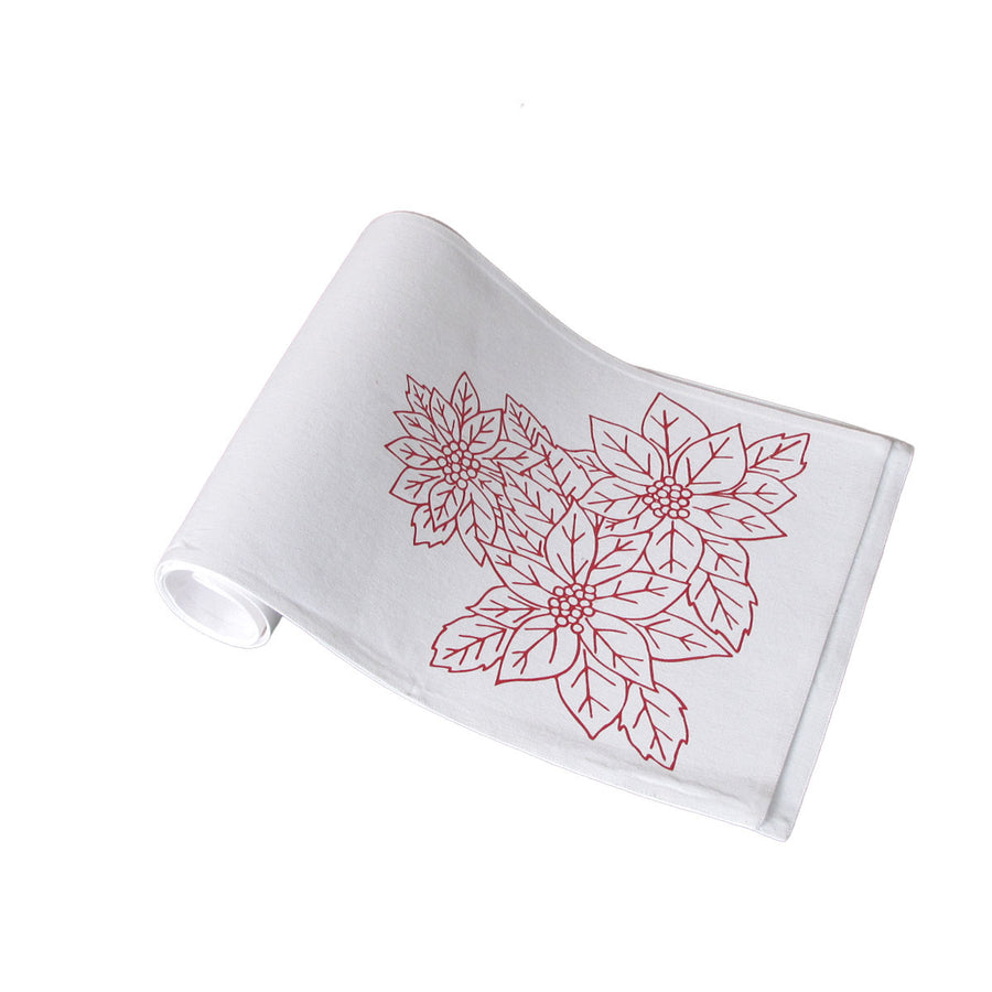 Christmas Print White Table Runner 33 x 180cm - Polyester, Machine Washable - SuperSaverAU - view 1