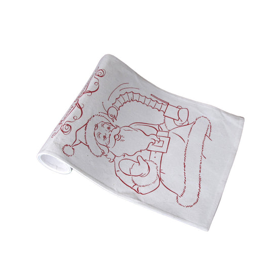 Christmas Print White Table Runner 33 x 180cm - Polyester, Machine Washable