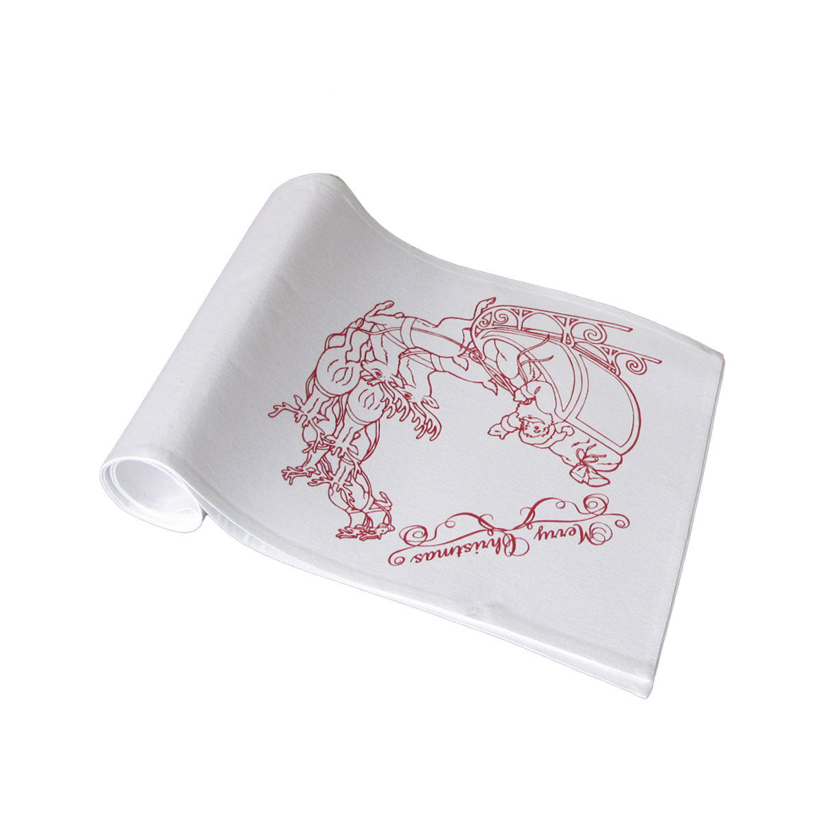 Christmas Print White Table Runner 33 x 180cm - Polyester, Machine Washable - SuperSaverAU - view 1