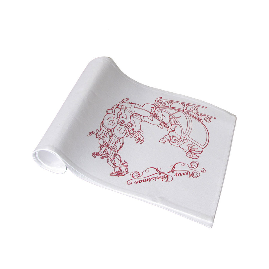 Christmas Print White Table Runner 33 x 180cm - Polyester, Machine Washable - SuperSaverAU - view 1