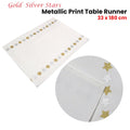 Silver Gold Stars Cotton Table Runner 33 x 180 cm - Metallic Print Design - SuperSaverAU - view 2