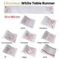Christmas Print White Table Runner 33 x 180cm - Polyester, Machine Washable - SuperSaverAU - view 2