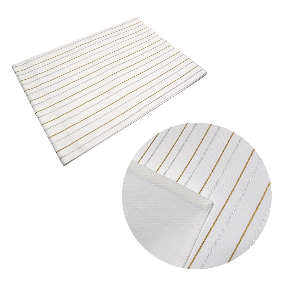 Silver Gold Stripes Cotton Metallic Print Table Runner 33 x 180 cm - SuperSaverAU - view 1