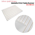 Silver Gold Stripes Cotton Metallic Print Table Runner 33 x 180 cm - SuperSaverAU - view 2