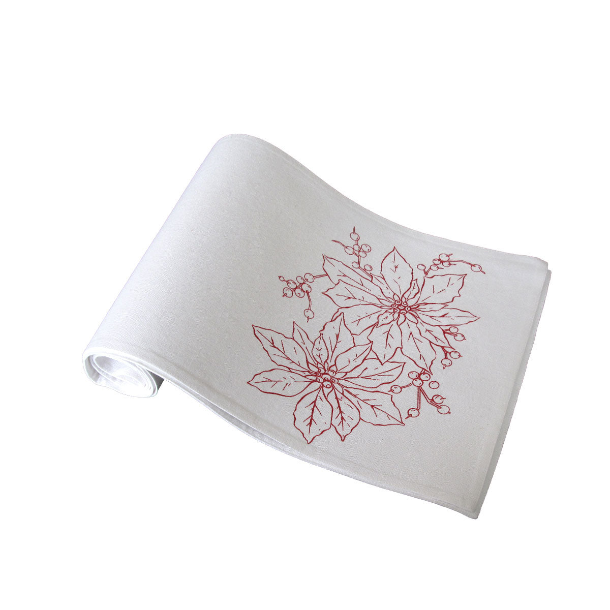 Christmas Print White Table Runner 33 x 180cm - Polyester, Machine Washable - SuperSaverAU - view 1