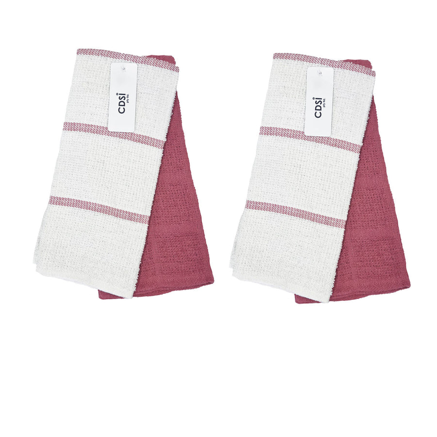 Rosa Set of 4 Cotton Rich Terry Tea Towels 42 x 62cm Cherry - SuperSaverAU - view 1