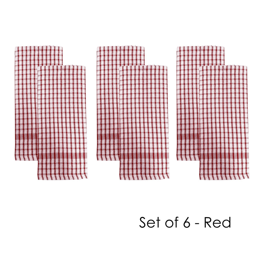J.elliot 6 Pack 100% Cotton Terry Tea Towels 45 x 65 cm - Checkered Design - SuperSaverAU - view 1