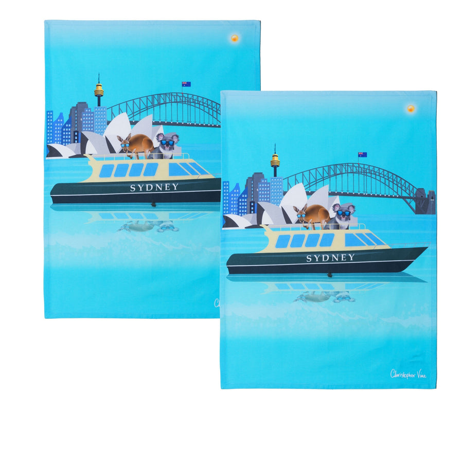 IDC Homewares Set of 2 Christopher Vine Design 100% Cotton Tea Towels 50 x 70 cm - SuperSaverAU - view 1