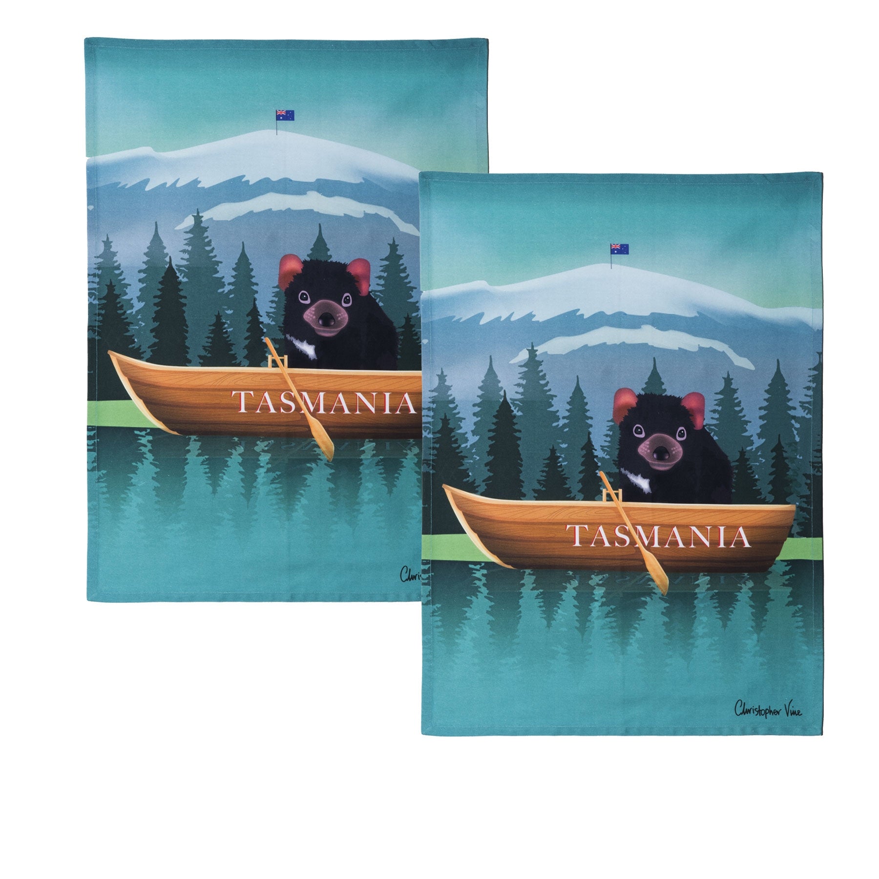 IDC Homewares Set of 2 Christopher Vine Design 100% Cotton Tea Towels 50 x 70 cm - SuperSaverAU - view 1