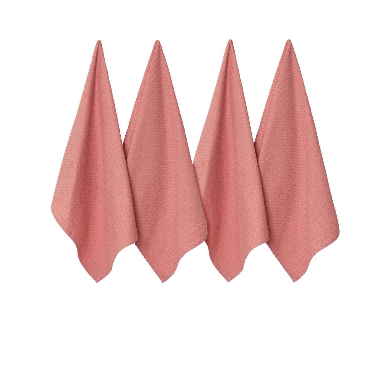 J Elliot Home Waffle Set of 4 Cotton Tea Towels 50 x 70 cm - Clay Pink - SuperSaverAU - view 1