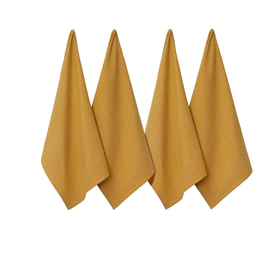 J Elliot Home Waffle Set of 4 Cotton Tea Towels 50 x 70 cm - AZO Free Dyes - SuperSaverAU - view 1