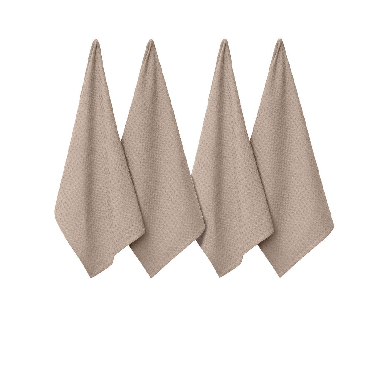 J Elliot Home Waffle Set of 4 Cotton Tea Towels 50 x 70 cm - AZO Free Dyes - SuperSaverAU - view 1