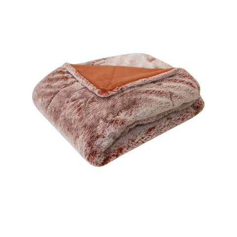 J Elliot Home Faux Fur Throw Rug 130 x 160cm - Terracotta, Soft & Cozy - SuperSaverAU - view 1