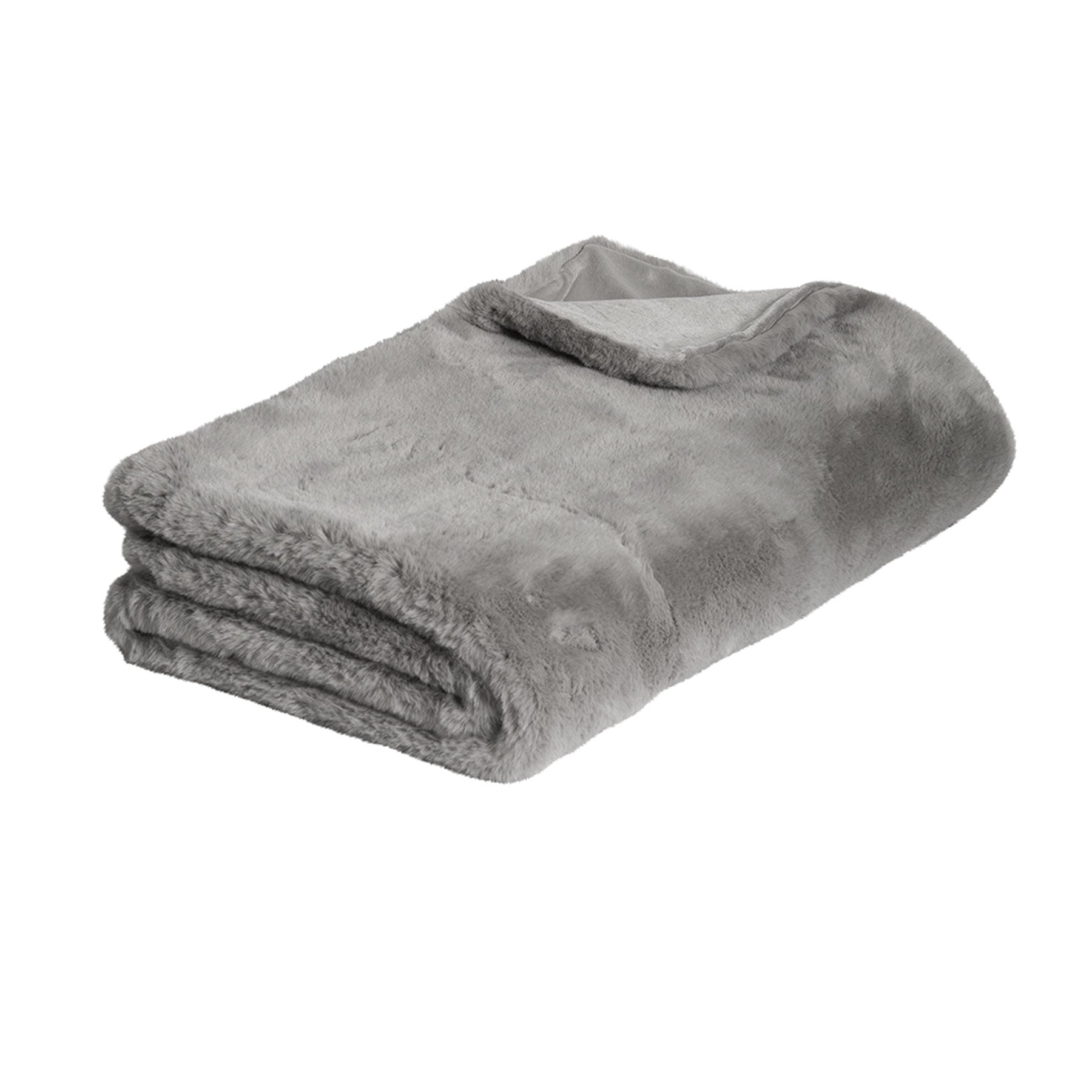 J.elliot Faux Fur Arlo Throw Rug Silver Grey 125 x 150 cm - Cozy Mink Reverse - SuperSaverAU - view 1