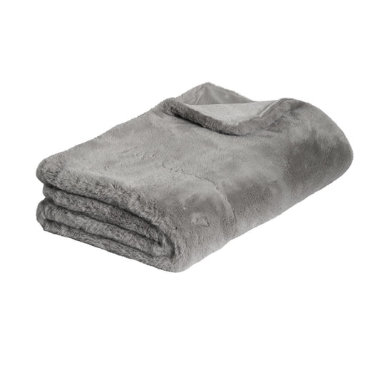 J.elliot Faux Fur Arlo Throw Rug Silver Grey 125 x 150 cm - Cozy Mink Reverse