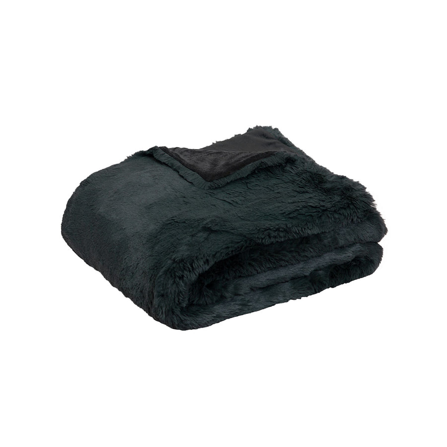 J.elliot Arlo Faux Rabbit Fur Throw Rug 130 x 160 cm - Charcoal - SuperSaverAU - view 1