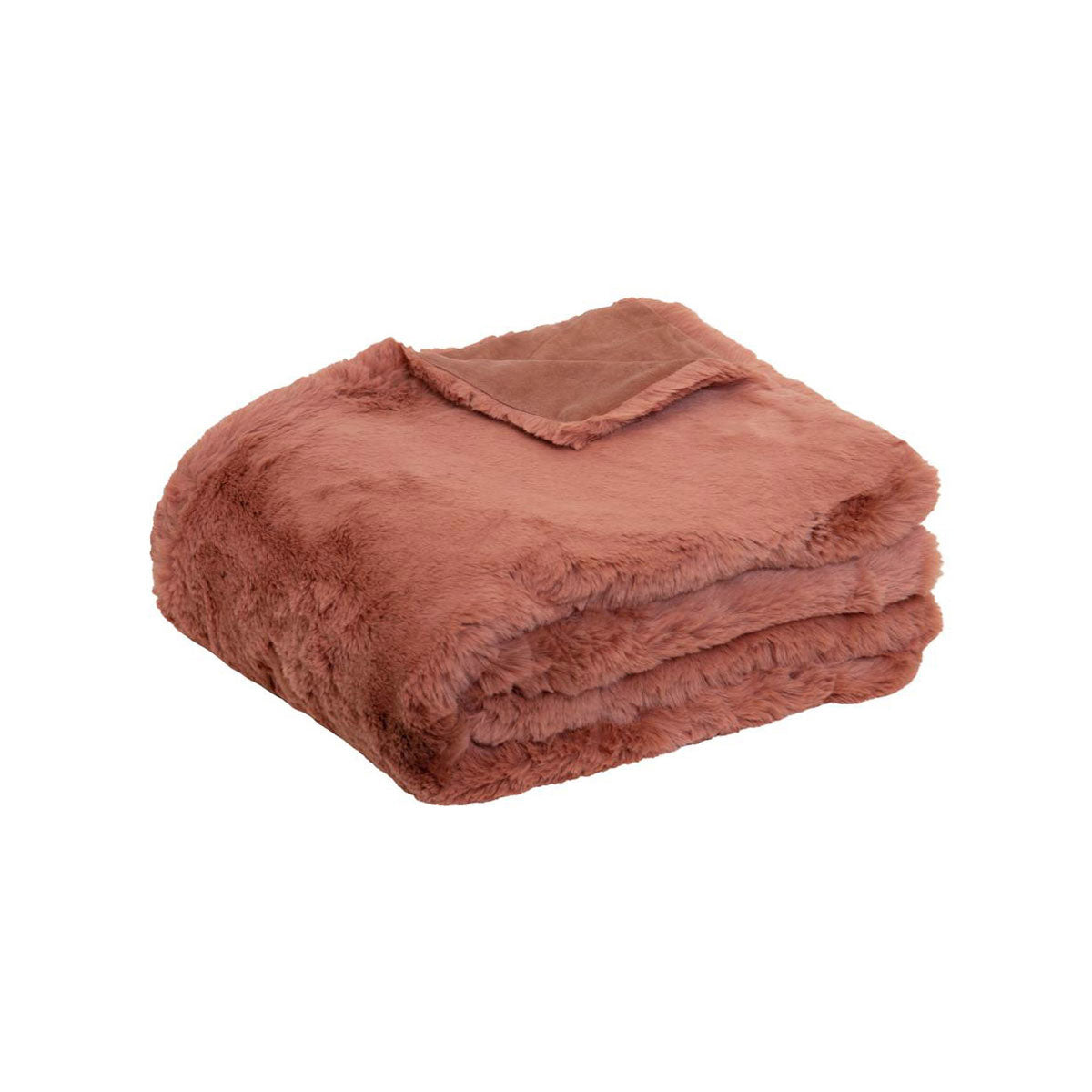 J.elliot Arlo Faux Fur Throw Rug 130 x 160 cm - Soft Polyester, Clay Pink - SuperSaverAU - view 1