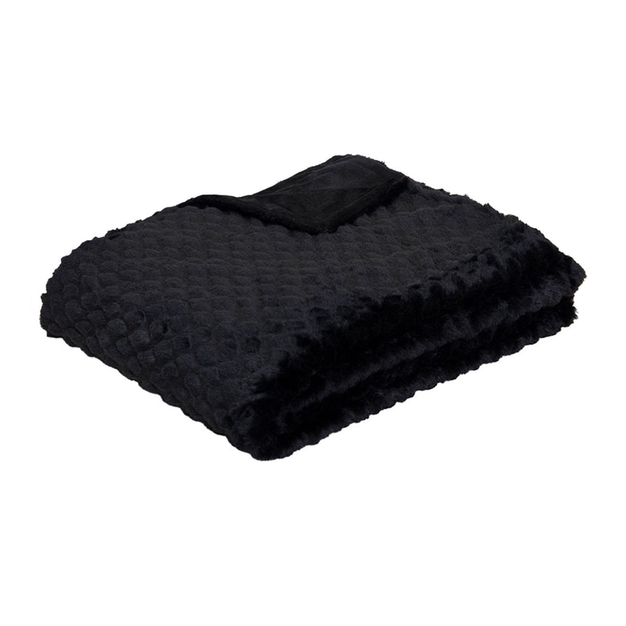 J Elliot Home Azariah Plush Throw 130x160cm Faux Fur Black - SuperSaverAU - view 1
