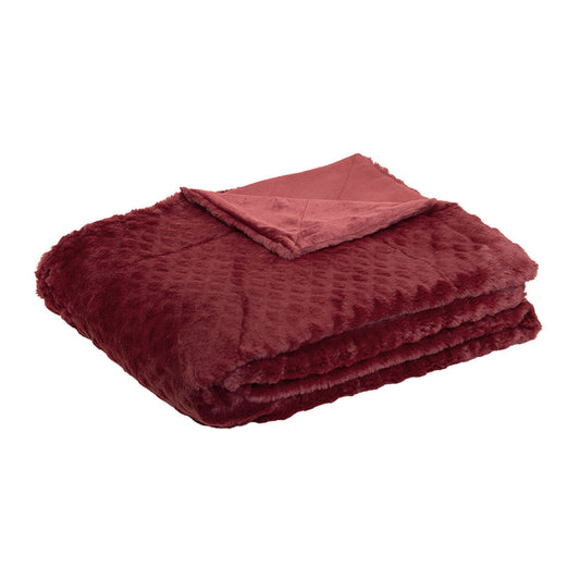 J Elliot Home Azariah Plush Throw 130x160cm - Faux Fur, Machine Washable, Red