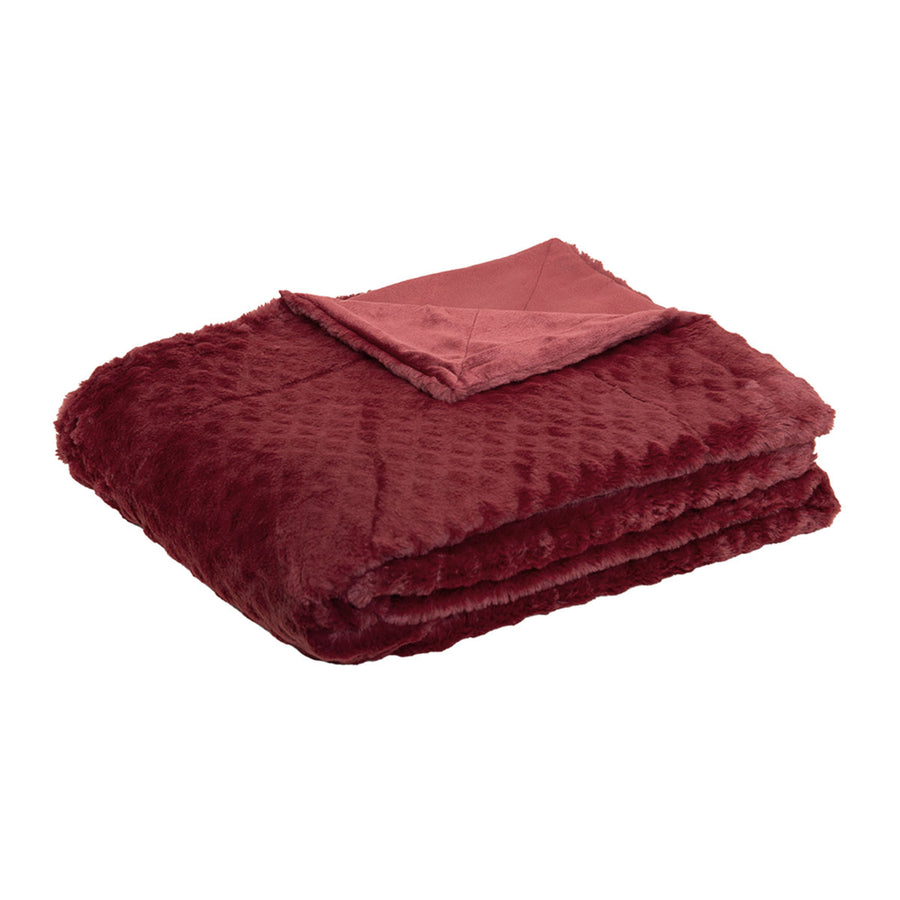 J Elliot Home Azariah Plush Throw 130x160cm - Faux Fur, Machine Washable, Red - SuperSaverAU - view 1