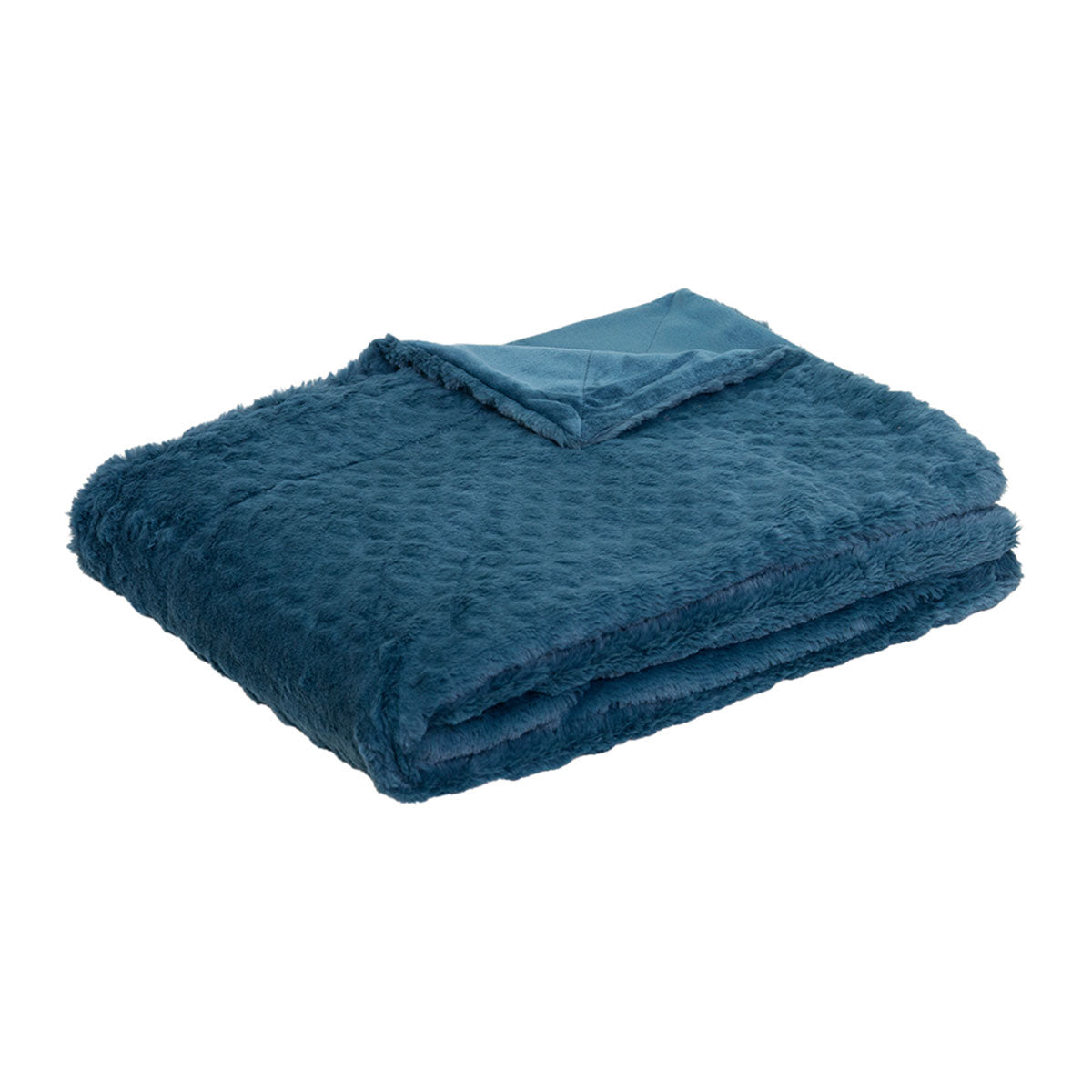 J Elliot Home Azariah Plush Throw 130x160cm Faux Fur Teal - SuperSaverAU - view 1
