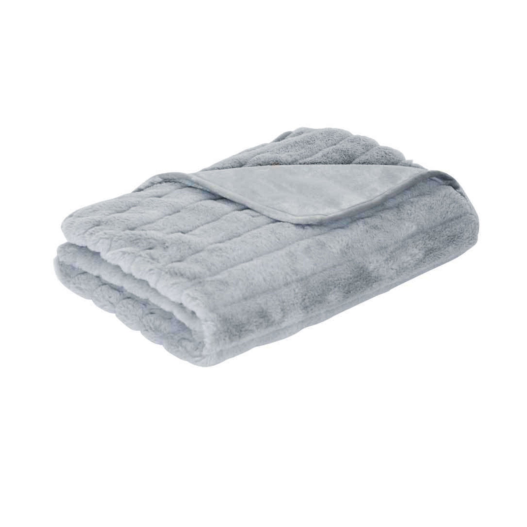 J.Elliot Home Plush Throw Grey, Stripe Cut Pile, 125x150cm - SuperSaverAU - view 1