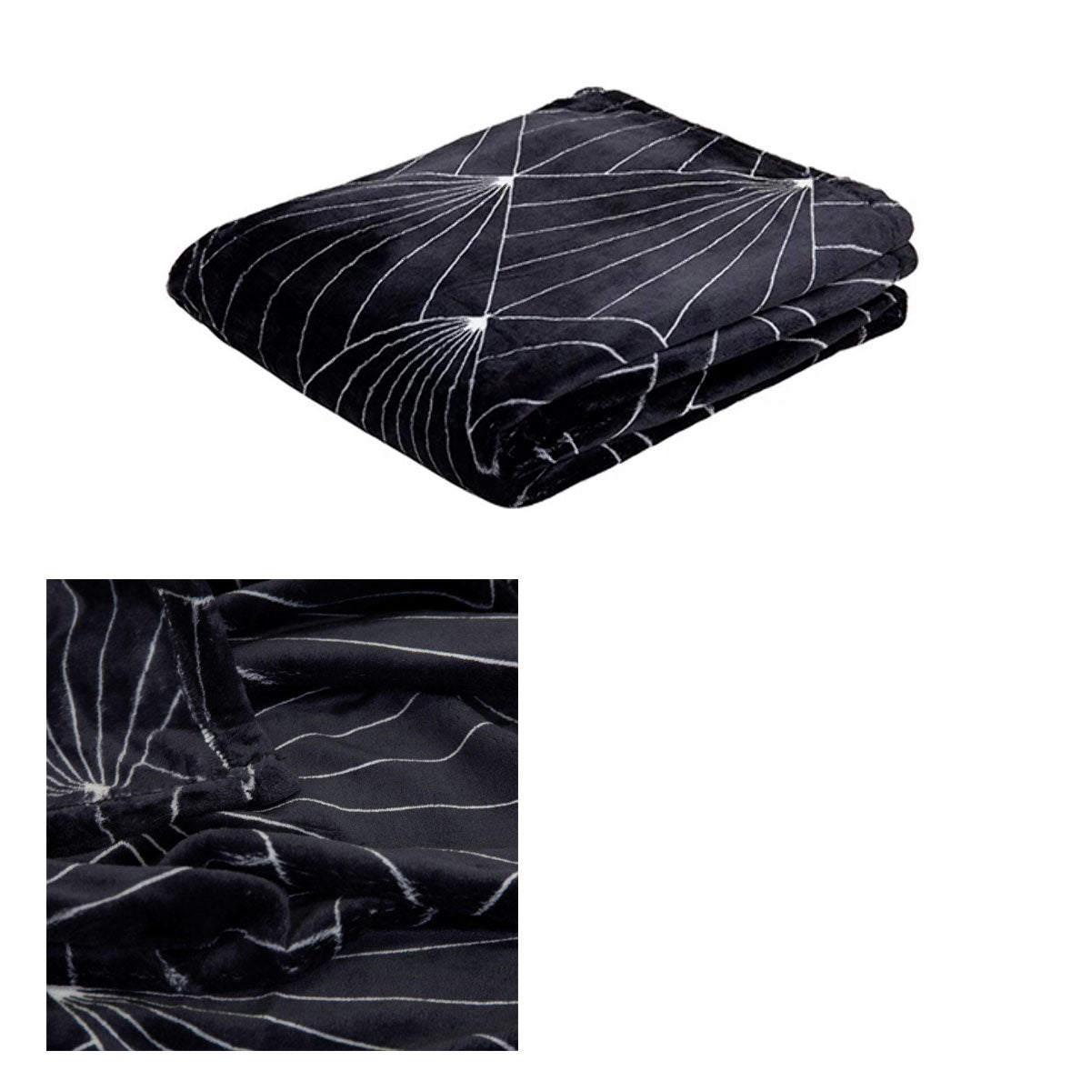 J.elliot Celeste Flannel Throw Rug 130 x 160 cm - Geometric Design, Black - SuperSaverAU - view 1