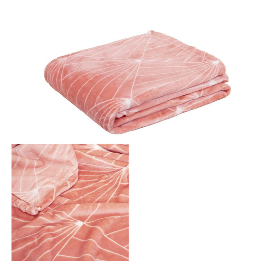 J.elliot Celeste Flannel Throw Rug 130 x 160 cm Geometric Design Clay Pink - SuperSaverAU - view 1